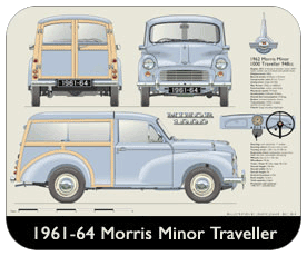 Morris Minor Traveller 1961-64 Place Mat, Small